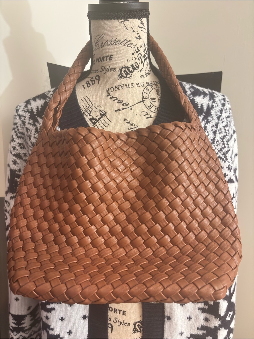 Sonoma Braided Hobo Shoulder Bag in Cognac